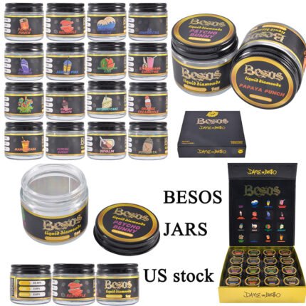 Besos Jars 16OZ with Black Box 16 Flavors Empty Jars Wholesale 96Pcs/Case